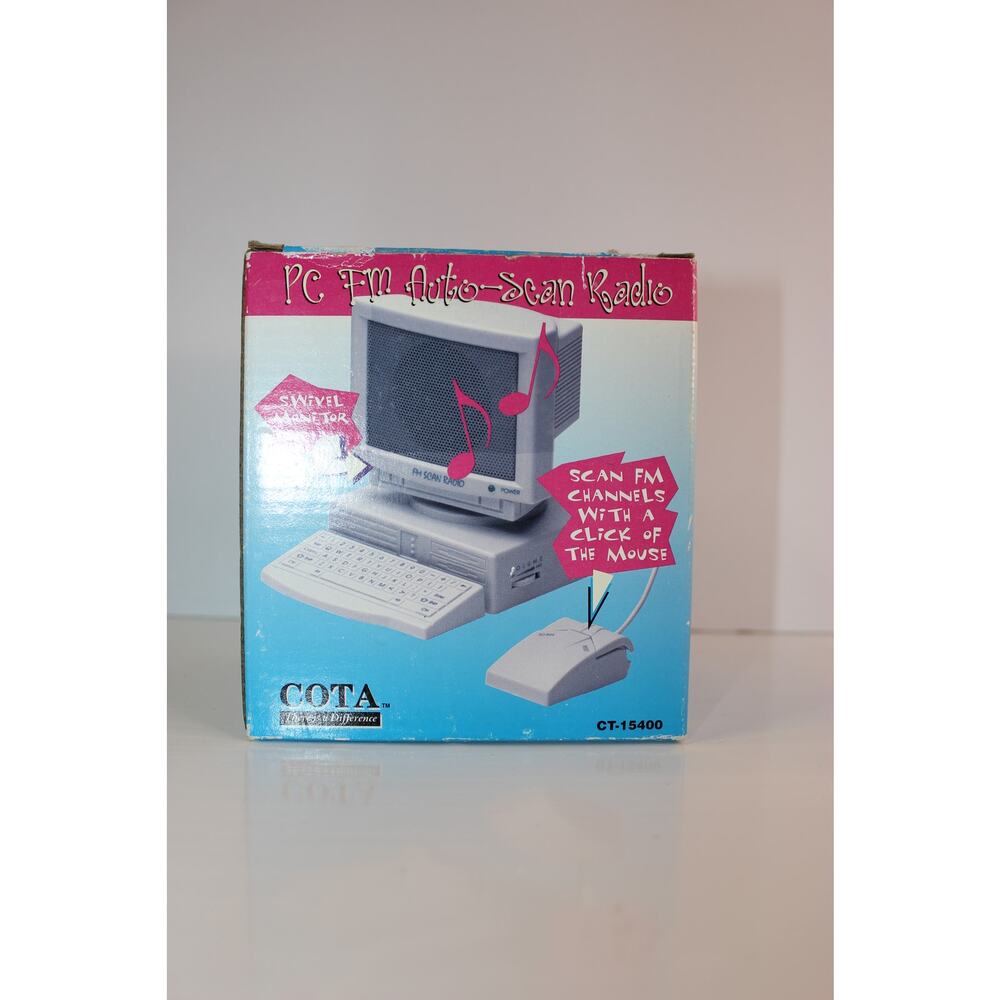 VINTAGE PC COMPUTER FM AUTO SCAN RADIO WITH BOX TESTED WORKS